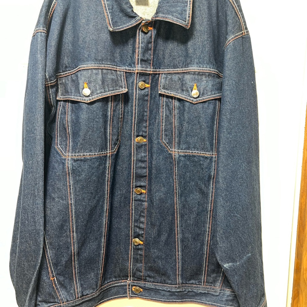 Rock man xxl Men's Dark Blue Denim Jacket - Classic Button-Up Trucker Style